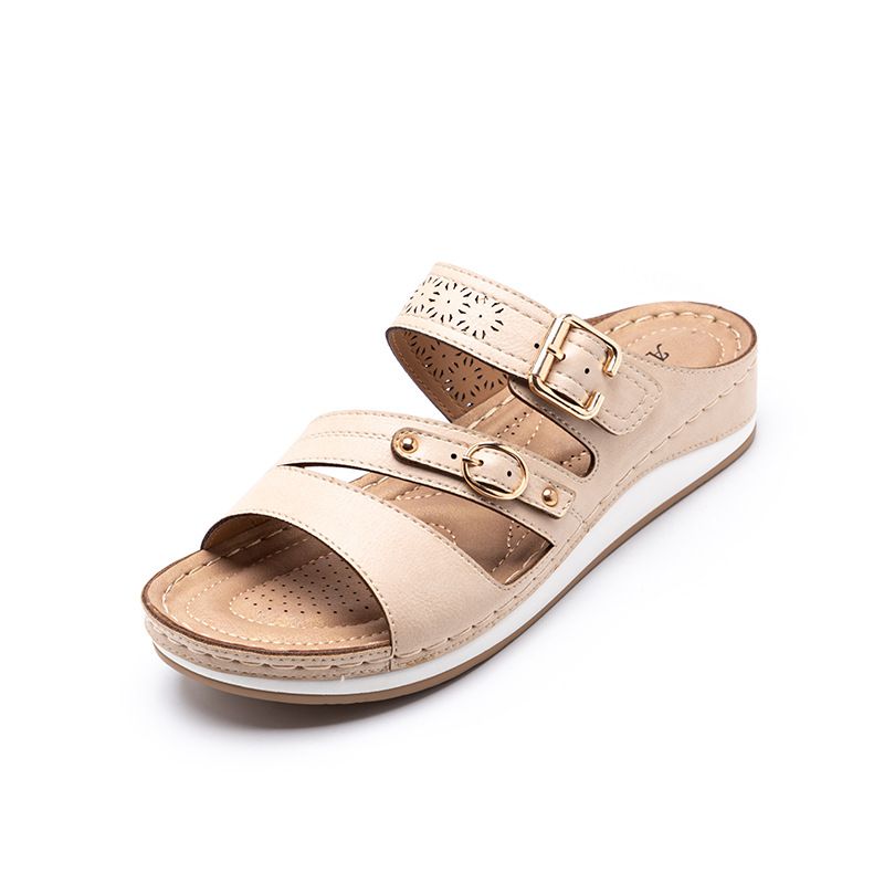 Neu für Frauen, die rutschfeste, lässige Sandalen mit Metallschnalle und dicker Sohle tragen, Sommer-Hausschuhe_voghion.com