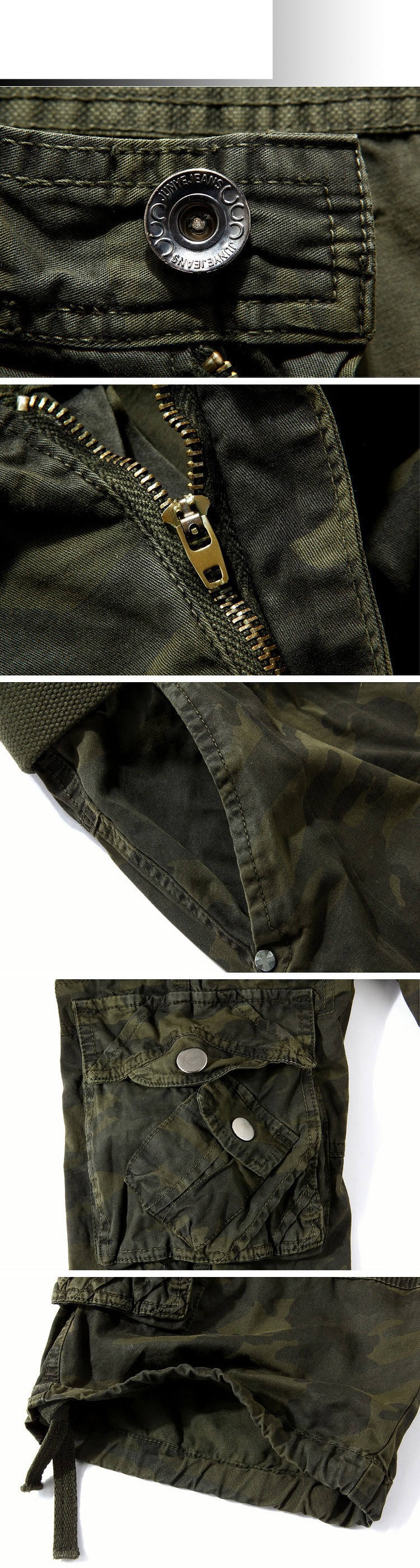Man's clothing Baggy camo plus-size cargo shorts Multi-pocket five-point mid-length cargo pants_voghion.com