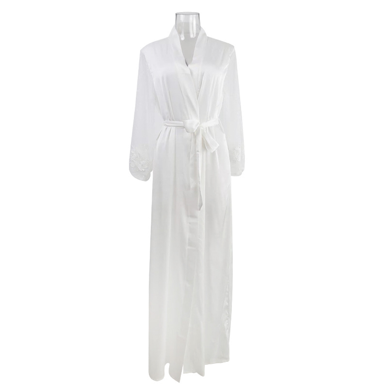Women's Sleepwears Pajama satin robe lace and long robe loungewear_voghion.com