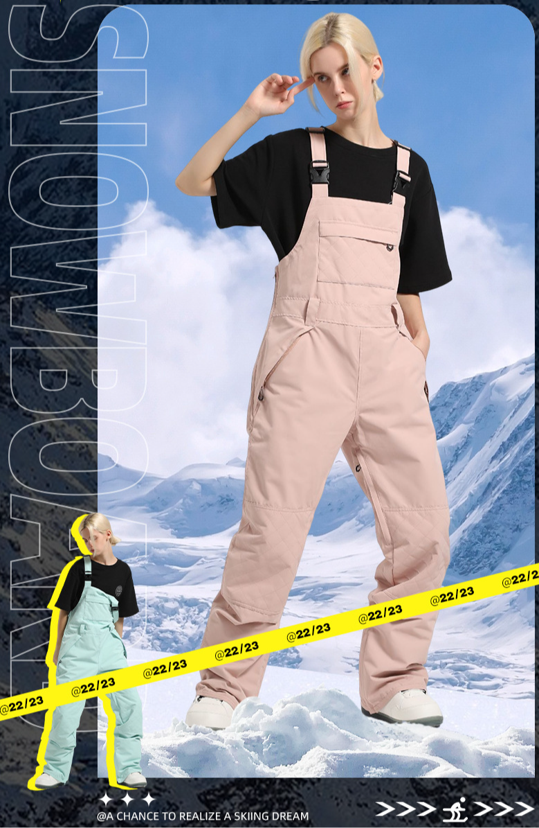 Winter new ski pants women's snowboard windproof waterproof wear-resistant outdoor double board overalls ski suit overalls_voghion.com