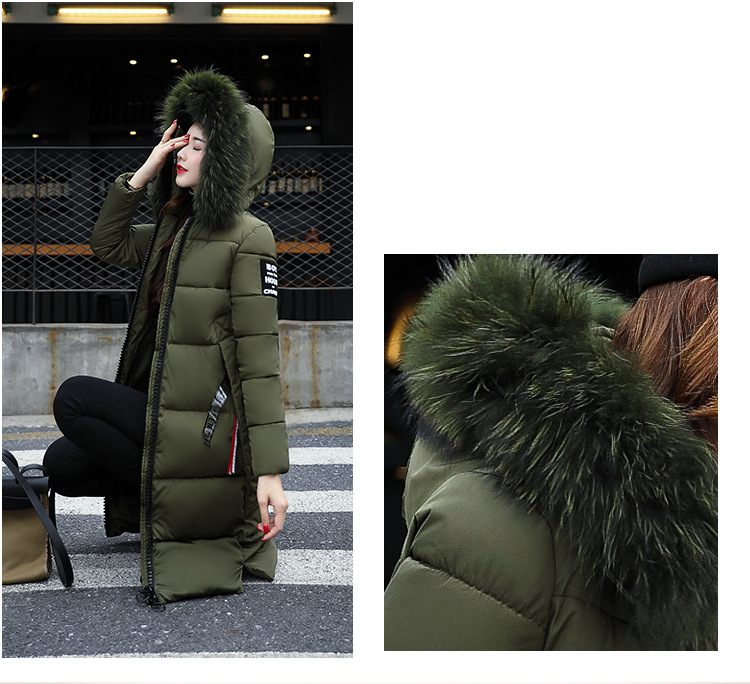 Damenmode mit Kapuze, großer Pelzkragen, warme Jacke, wattierte Jacke aus Baumwolle_voghion.com