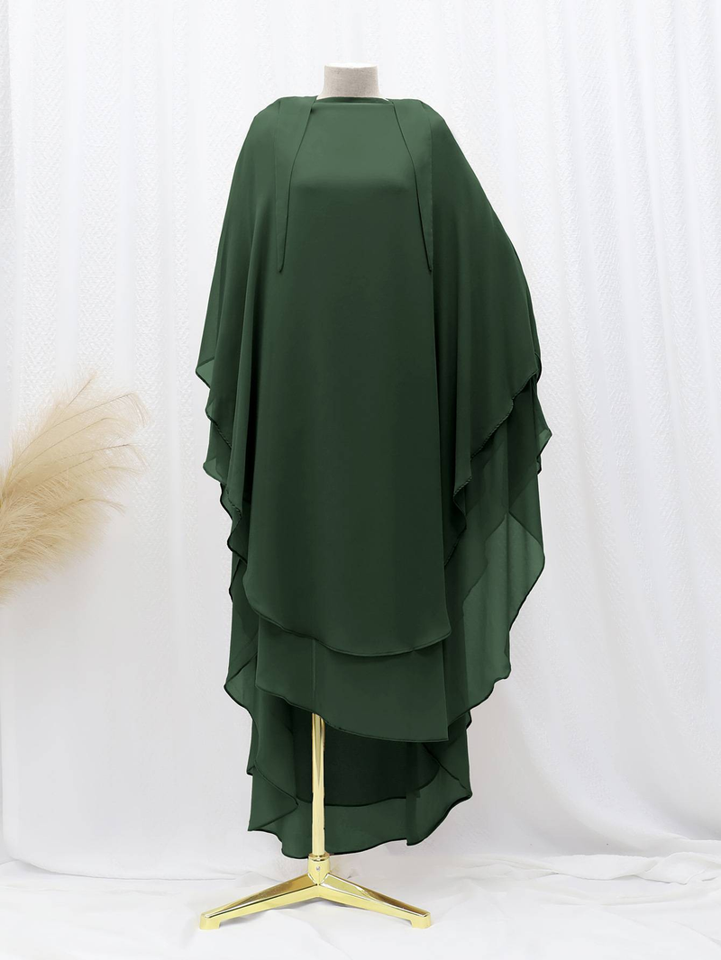 Women's Hijab solid color front and back double layer chiffon large swing headscarf solid color large headscarf_voghion.com