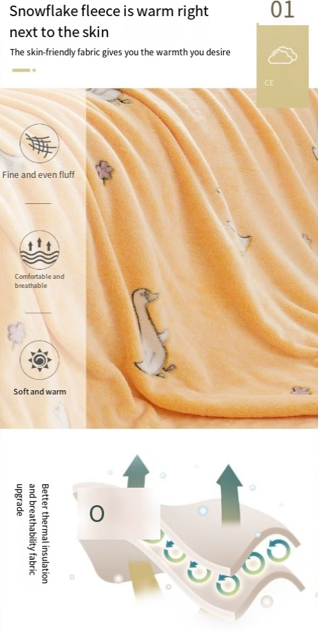 Cobertor de lã floco de neve, lençol de flanela quente, cobertor de lã coral de espessura dupla_voghion.com