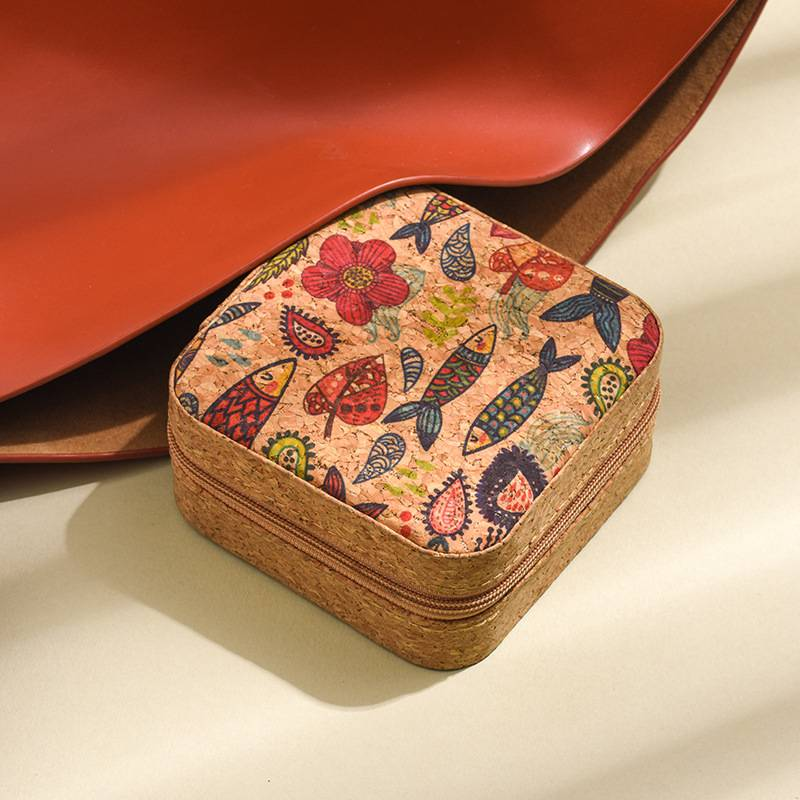 Boîte à bijoux en liège de qualité supérieure, boîte de rangement portable pour boucles d'oreilles, bagues et colliers_voghion.com