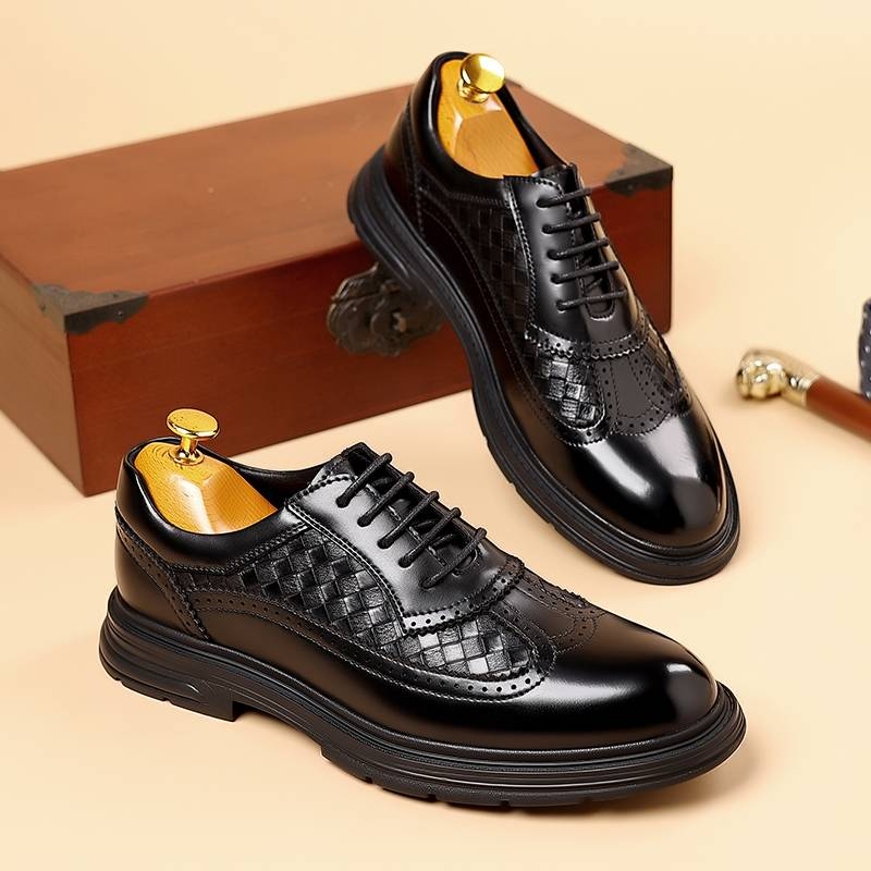 Pantofi Derby la modă pentru bărbați, negri, britanici, de afaceri, formali, cu șireturi, din piele, maro, britanic, pentru banchet, pantofi din piele de mireasă_voghion.com