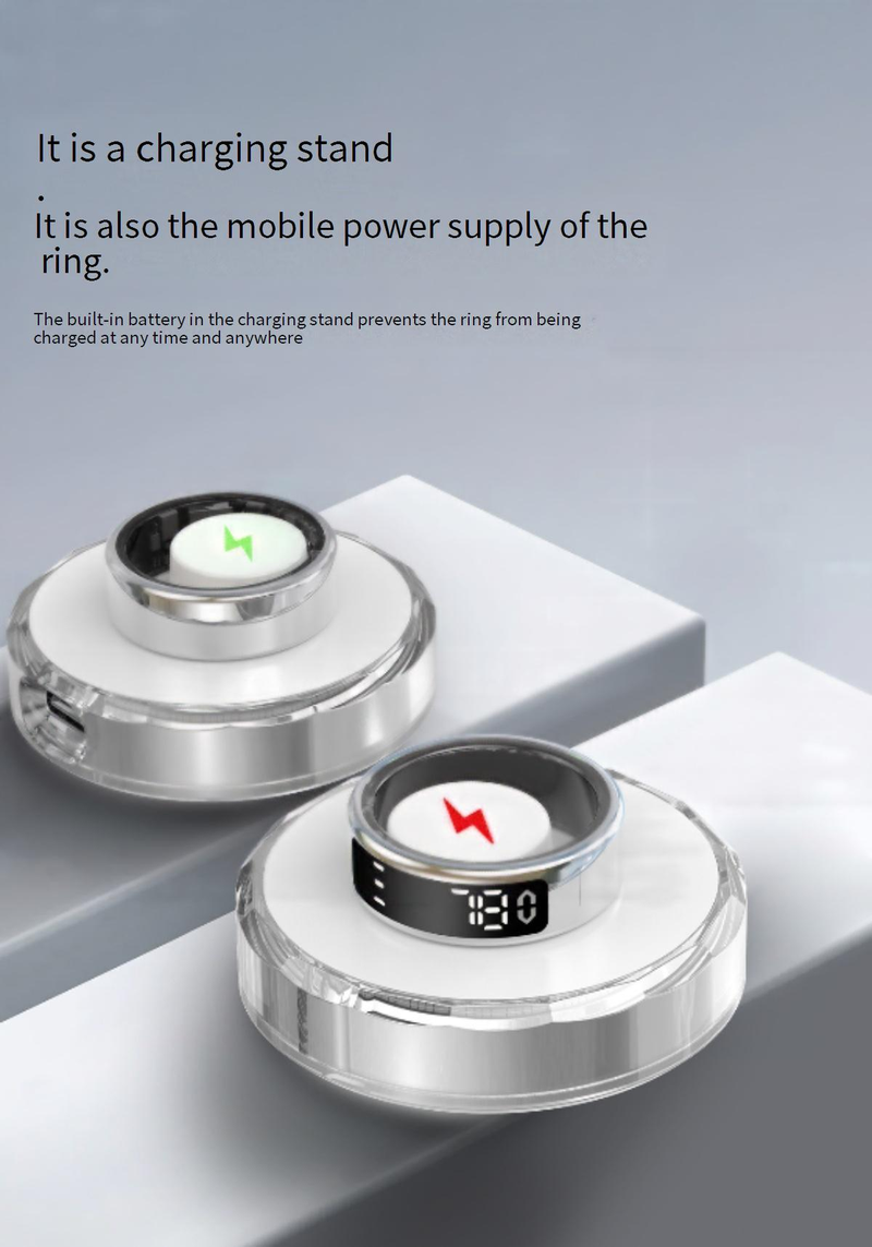 Rings SY01 Smart Ring With Display Screen, Touch Charging Stand, Page Flipping, Photo Taking, Smart Ring, Heart Rate, Blood Oxygen, Sleep_voghion.com