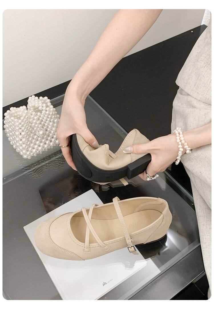 【Soft Sole And Soft Upper】Cameido Ballet Mary Jane Shoes 2025 Autumn Flat Cross Ankle Strap Shallow Single Shoes_voghion.com