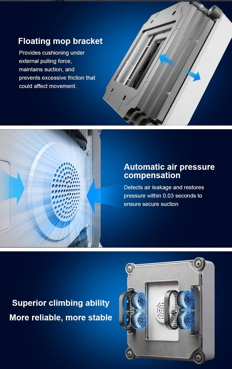 Robot lave-vitres Liectroux S11, jet d'eau 4 directions, navigation intelligente, système de sécurité multiple, fonctionnement sans cadre, télécommande et application._voghion.com