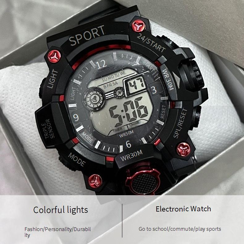 Huaqiangbei Orologio sveglia sportivo elettronico per studenti alla moda per esterni con luce colorata multifunzione Produttore all'ingrosso_voghion.com