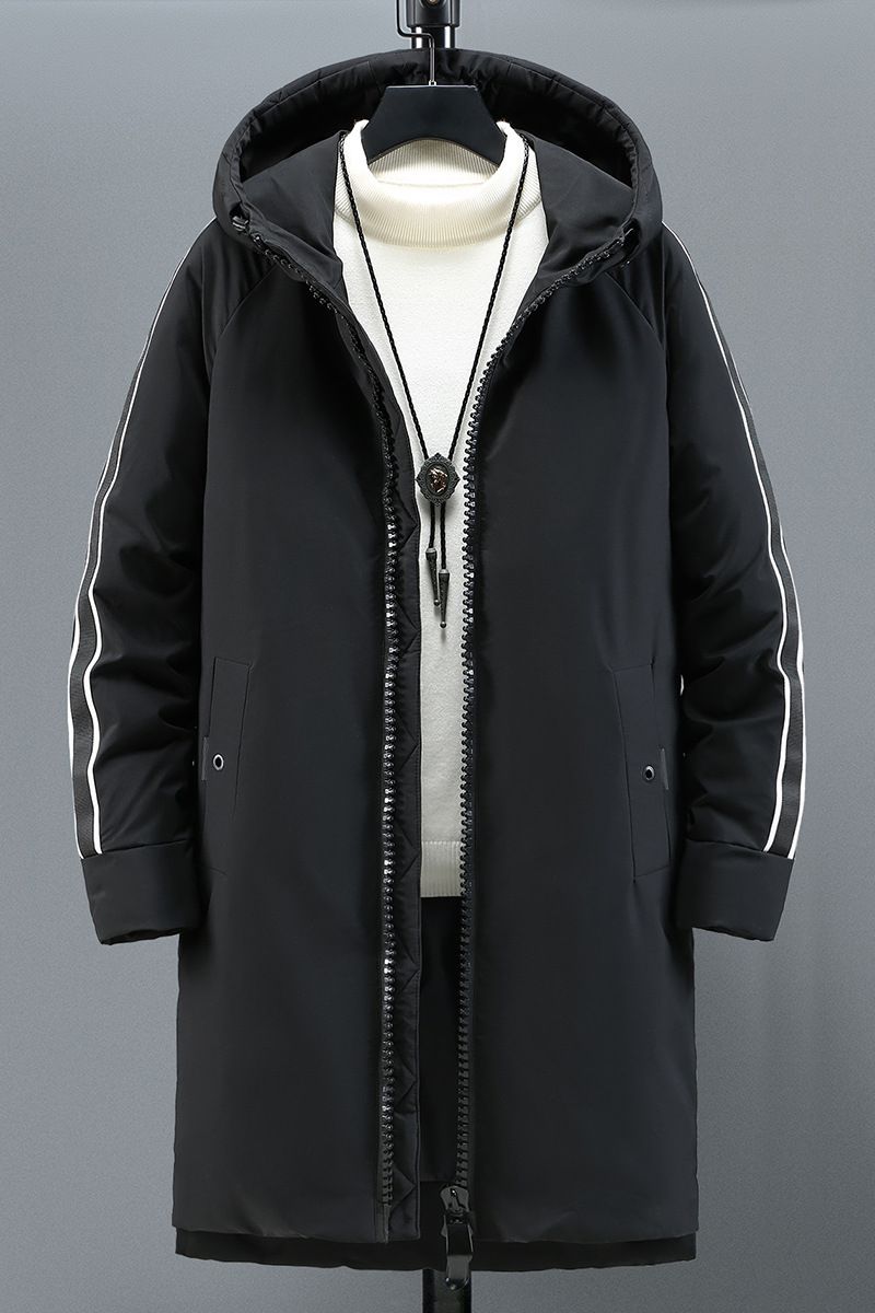 Herren Oversize Wintermantel - Extra lange Kapuzenjacke mit Baumwollfüllung (XXL-11XL, Schwarz) | Trendige Streetwear für Übergrößen_voghion.com