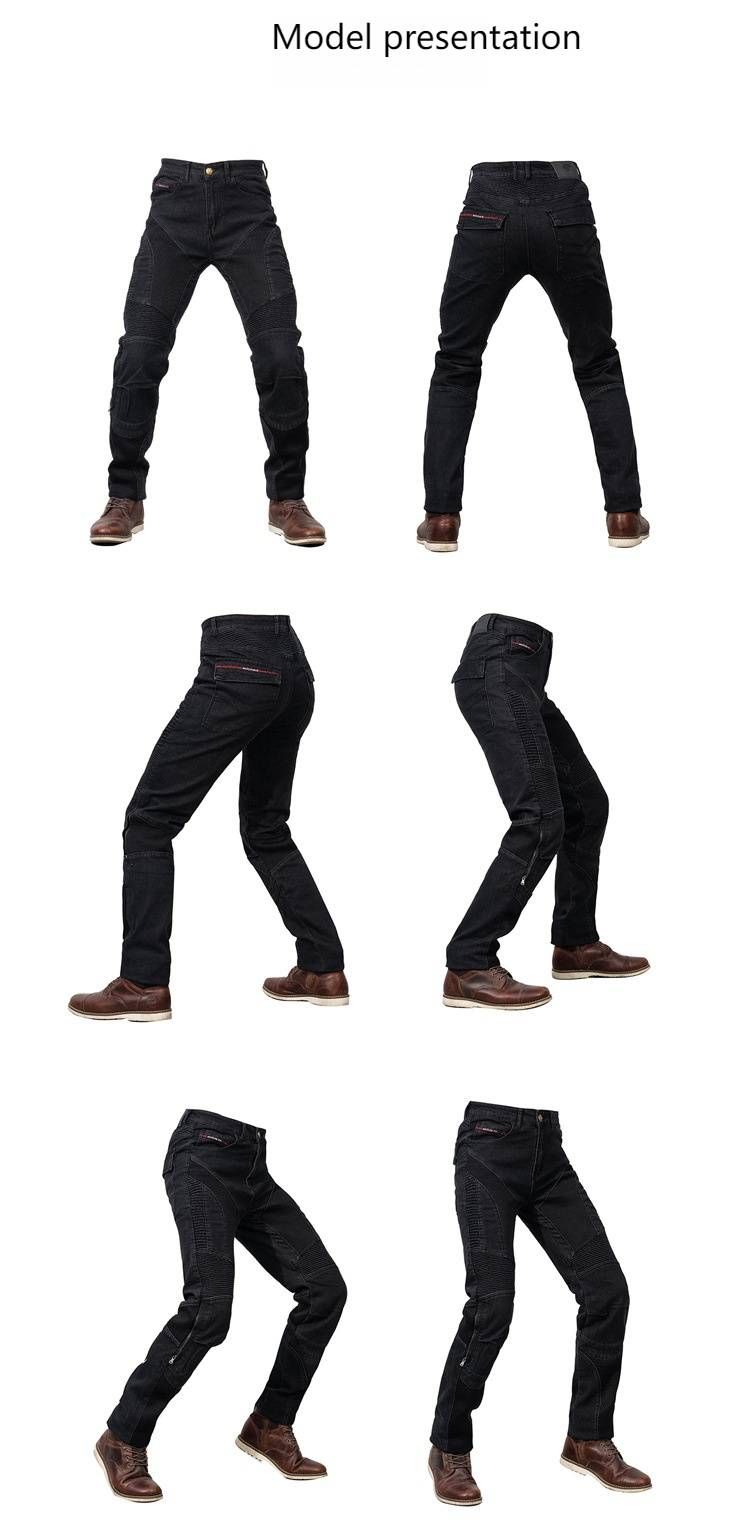 Erkek ve Kadın Nefes Alabilen Motosiklet Sürüş Kot Pantolonu - Her Mevsim Konfor ve Koruma İçin File Astarlı Esnek Kot (Siyah, Mavi) - S - XXXL_voghion.com
