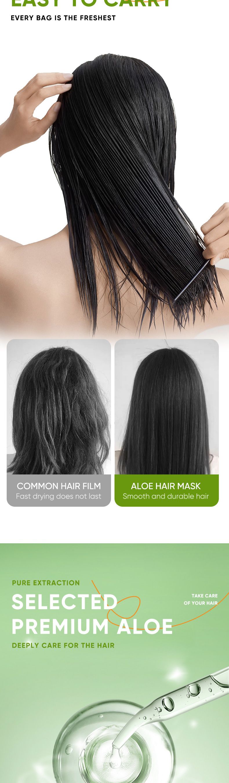 Maschera per capelli all'aloe vera 10 g*20 pezzi liscia, migliora l'effetto crespo, portatile_voghion.com