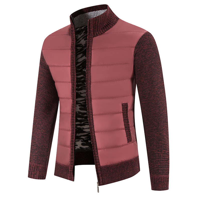 Herrenbekleidung, Stehkragenpullover, Jacke, Fleece, gepolstert, Oberbekleidung, lockere Strickjacke, Strickjacke, Winter-Strickjacke_voghion.com
