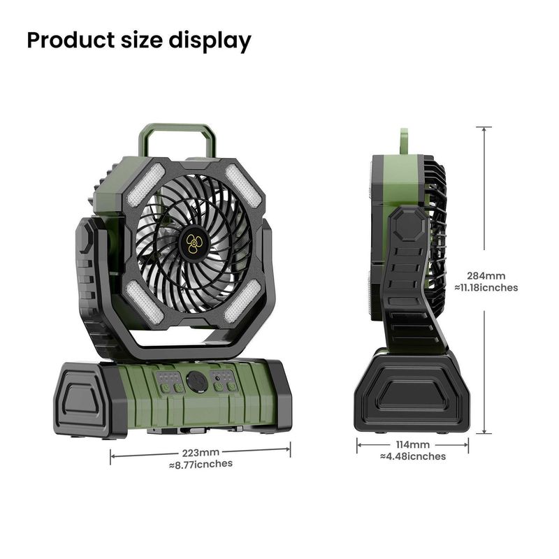 20000mAh Outdoor Camping Fan Light Portable Usb Charging Large Capacity Remote Control Shaking Head Lighting Camping Tent Fan_voghion.com