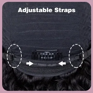 Bouncy Water Wave Bob Wig with Bangs Natural Black Comfortable Daily Use_voghion.com