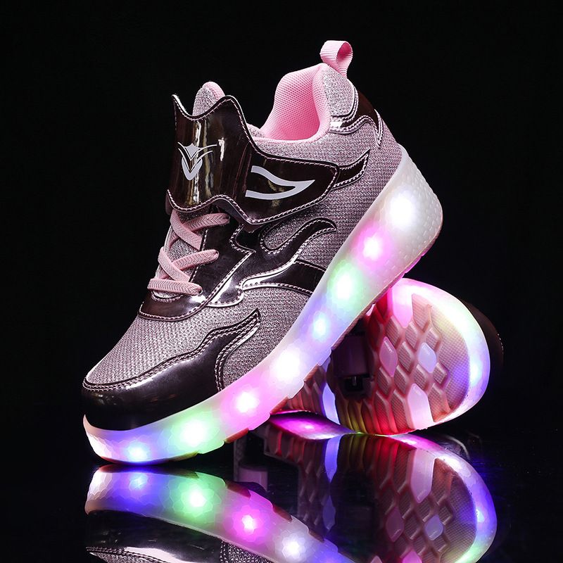 Kids Shoes New running shoes, girls' roller skates, small four-wheel detachable walking invisible luminous shoes_voghion.com