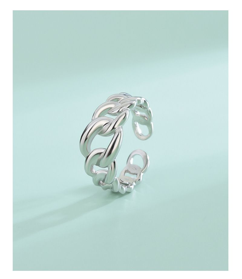 S Anello con catena laterale in argento puro da uomo e da donna Anello di apertura regolabile di lusso INS_voghion.com
