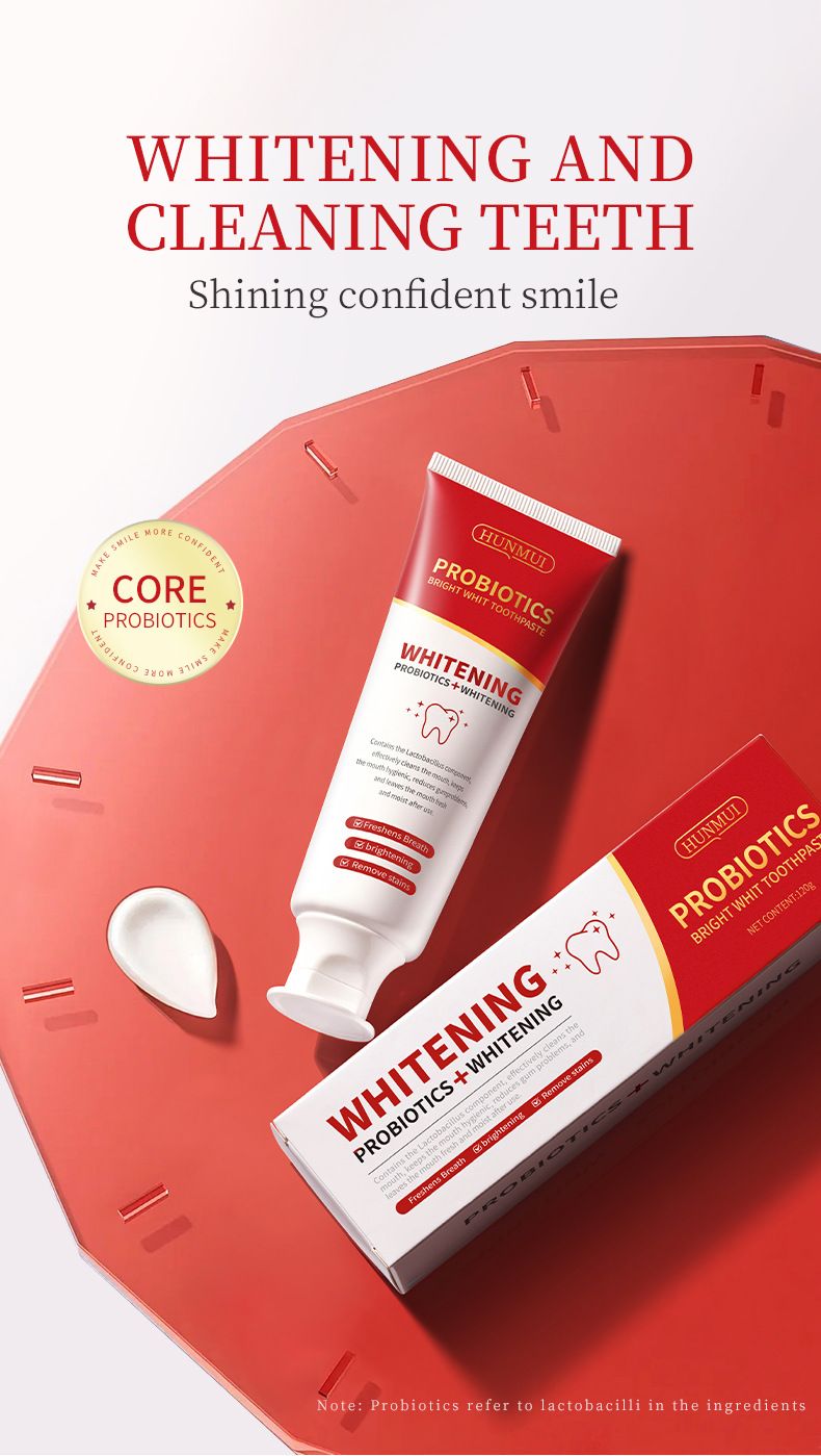 Dentifricio rinfresca l'alito, deodora, rimuove gli odori, i denti gialli, le macchie, protegge le gengive, sbianca, dentifricio sbiancante probiotico_voghion.com