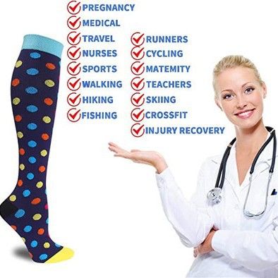 Calcetines de compresión hasta media pantorrilla de jacquard informales para actividades al aire libre para hombres y mujeres_voghion.com
