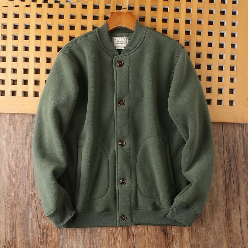 Double-sided Fleece Autumn And Winter Men's Thickened Warm Baseball Jacket_voghion.com