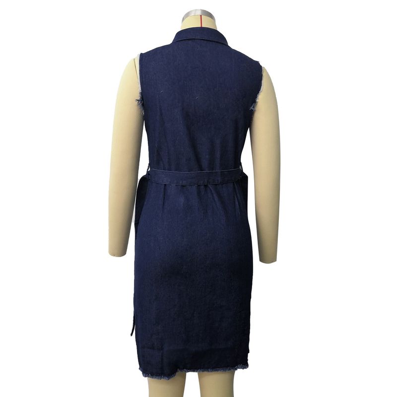 Seksi moda kolsuz delik seksi denim elbise_voghion.com