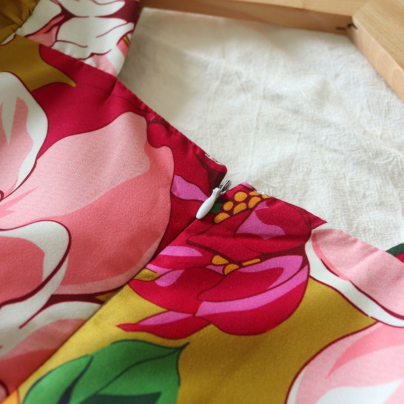 Madre e bambini Abiti moda per ragazze abiti estivi 2024 nuova versione coreana abito da principessa con stampa rosa codice foresta per bambini_voghion.com