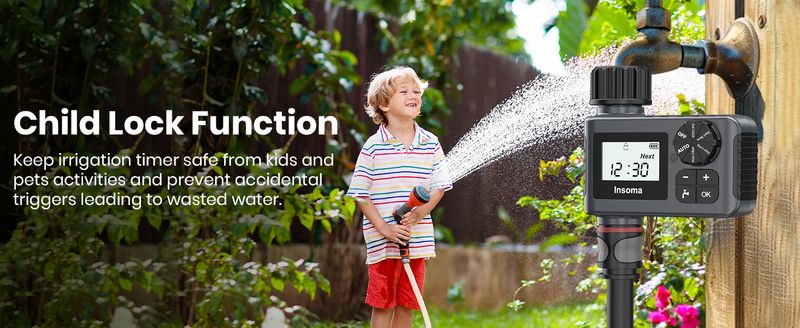 INSOMA Automatic Water Timer Intelligent Irrigation Watering System Sprinkler Timer Garden Programmer Equipment LCD Display IPX5_voghion.com