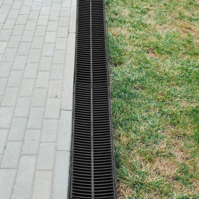 Grate,Black Plastic Drain,3 Garage Plastic Drain Drain Floor Drainage With HDPE Trench,Channel System,5.8x5.2x39.4-Inch Trench_voghion.com