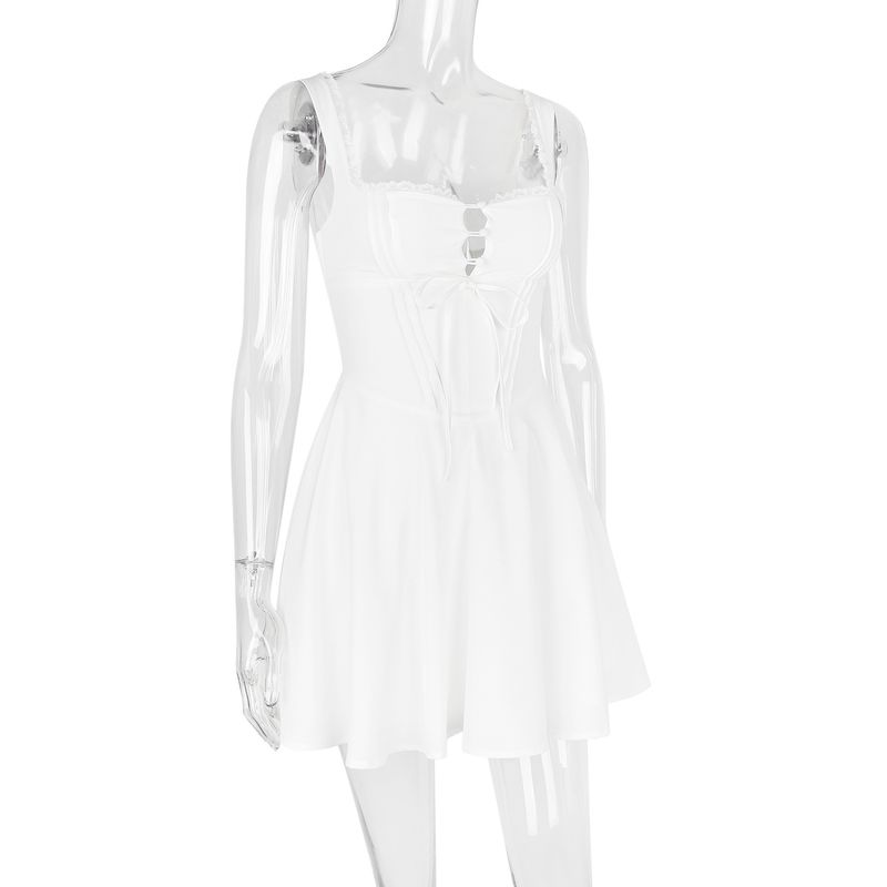Varrukateta naiste temperamentne Camisole pitsist seljata kleit_voghion.com