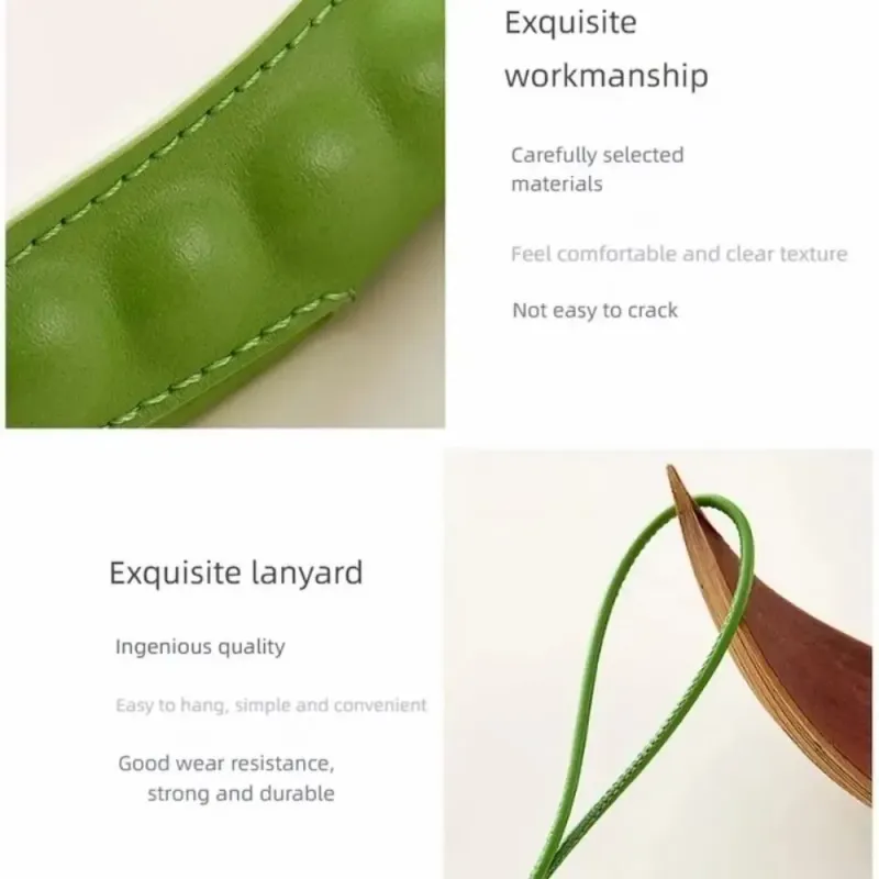 Fashion High-End Pendant Handmade Leather Keychain All-match Style Green Pea Bag Charm Trendy Accessory 250703_voghion.com