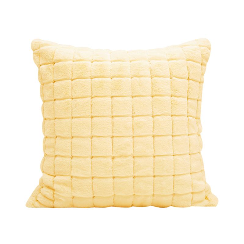 Accessori per la casa Cuscino in pelliccia di coniglio Cuscino per divano da soggiorno Federa in peluche a quadri tinta unita_voghion.com
