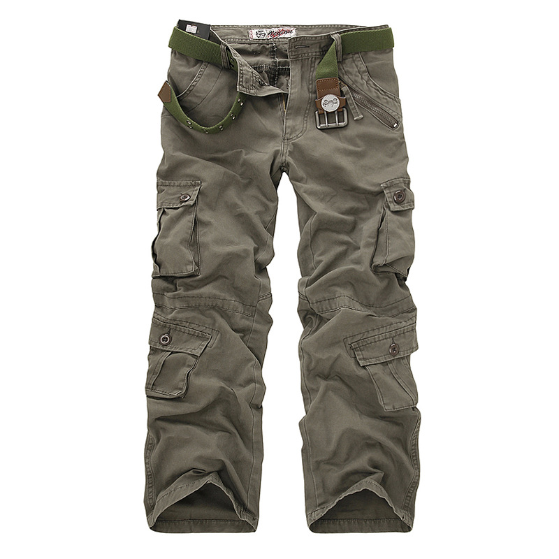 Forår Efterår Vask Multi-Pocket Camouflage Overalls Herre Bomuld Militæruniform Bukser Herre Baggy Cargo Bukser Herre (Uden Bælte)_voghion.com