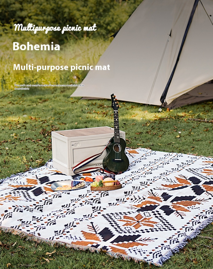 Udendørs boheme vindtæppe camping Fugtsikker fortykket Etnisk vind picnic måtte Retro camping tæppe dække tæppe_voghion.com