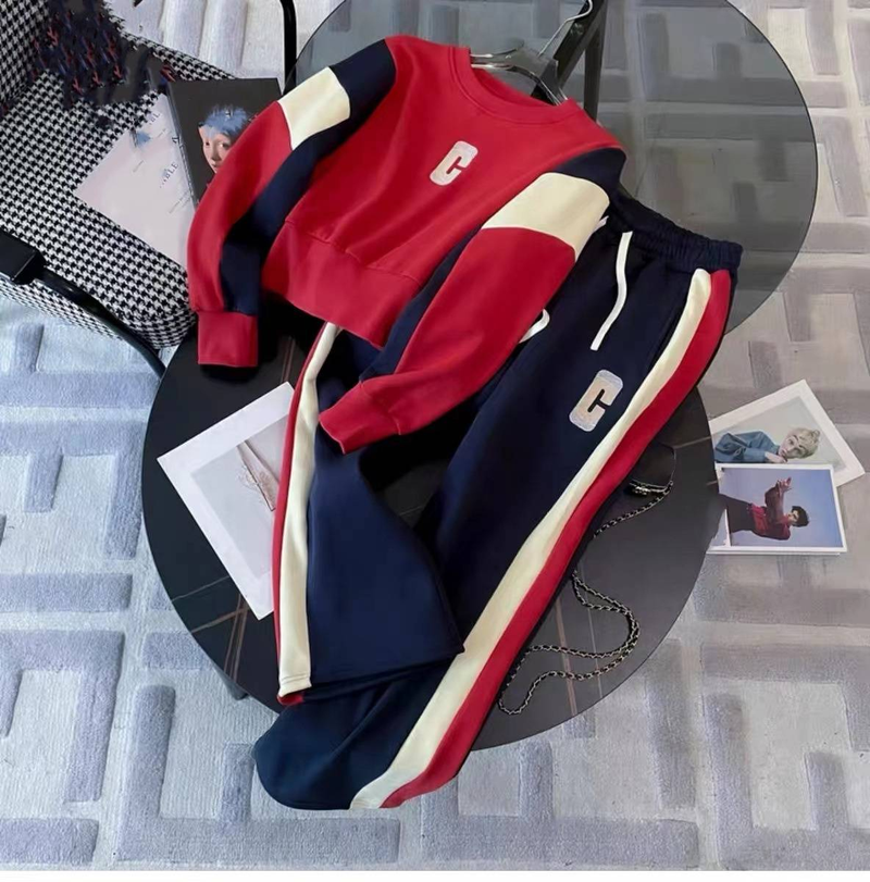 Damkläder mode tunn kontrastfärg fritid sport kostym _voghion.com