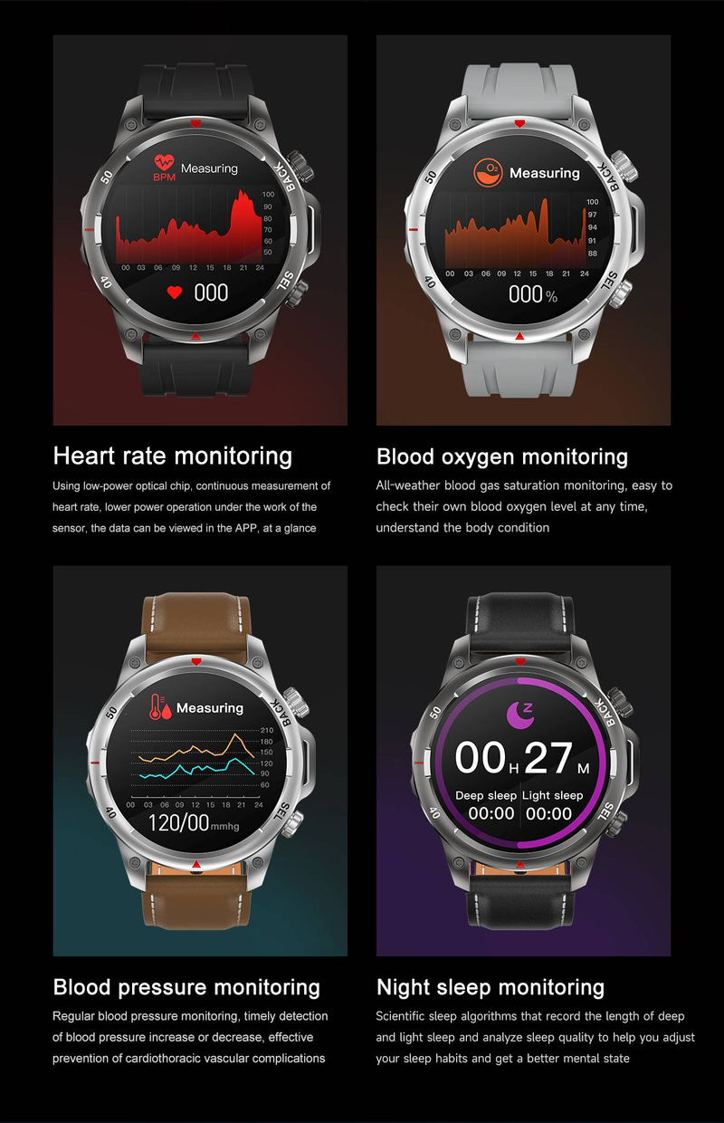 2024 Neue Outdoor-Militär-Smartwatch DK68 für Männer mit NFC-Zugangskontrolle, Entsperren von Bluetooth-Funkanrufen, Gesundheit, Sport, Frauen_voghion.com