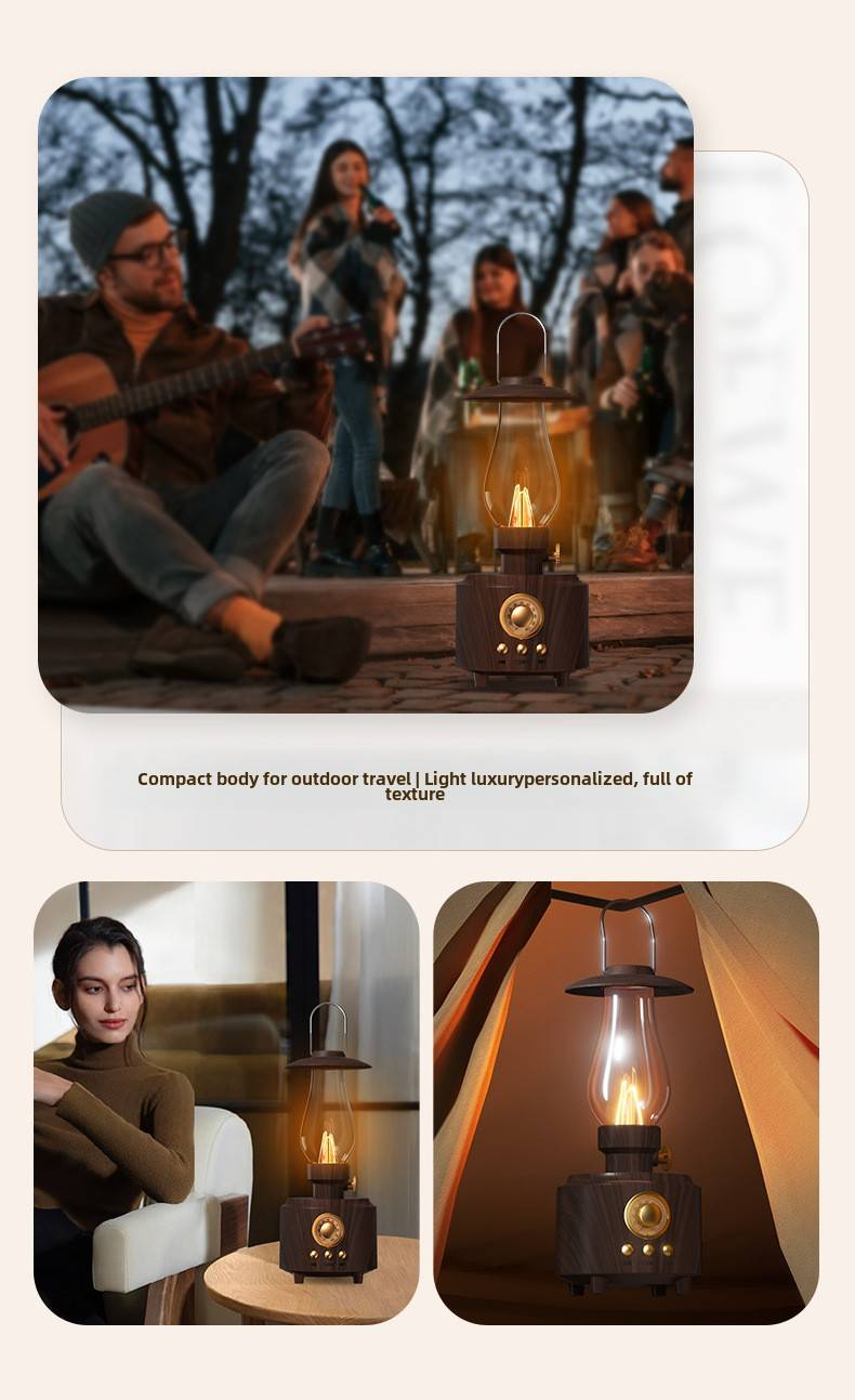 Altoparlante lampada retrò - Connettività Bluetooth, design classico della lampada a cherosene, impermeabile IPX4, scheda TF supportata, con batteria integrata per l'illuminazione_voghion.com