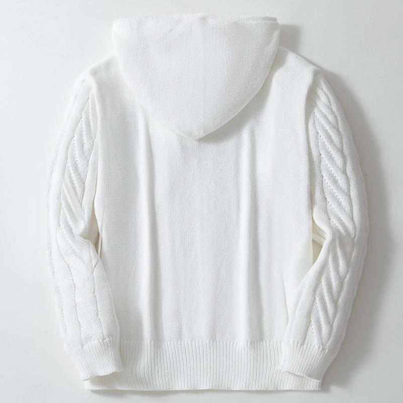 Härekleedung Twisted Drawstring Hooded Pullover Pullover 7 Nadel Woll Pullover Jacket_voghion.com