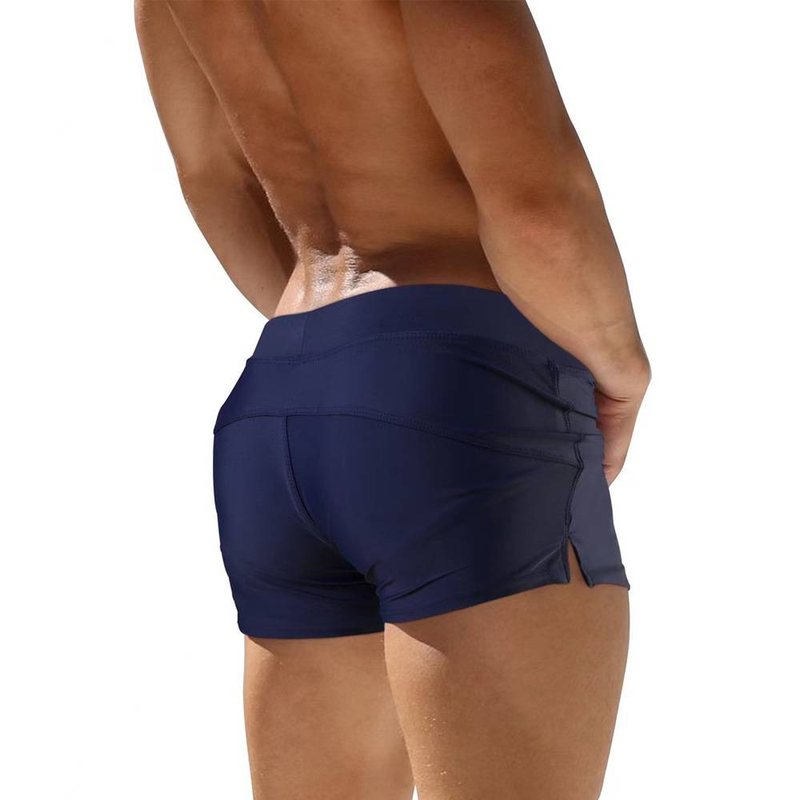 European And American Men's Swimming Trunks, High-waisted Tight-fitting Lace-up Briefs, Fashionable Solid-color Five-inch Casual Pants_voghion.com