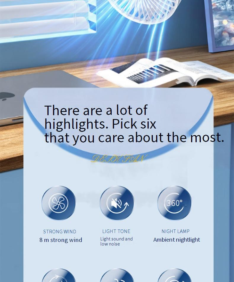 USB Desk Fan - 3 Speed High Airflow (5m/s) & Quiet (30dB) With 90° Oscillation For Office/Dorm/Bedside_voghion.com