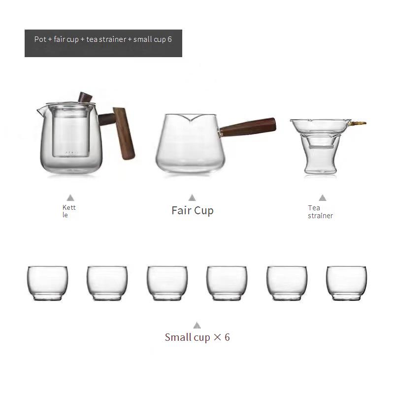 Wooden Handle Glass Teapot Single Pot Tea Water Separation Thickened High Temperature Resistant Heating Teapot Tea Set_voghion.com