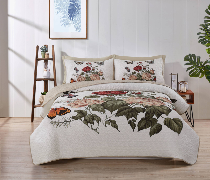 CG42 Floral Rich Bed Cover Set, Suitable For Bedrooms And Living Rooms (1*bedspread +2* Pillowcase, No Quilt Core Or Pillow Core)_voghion.com