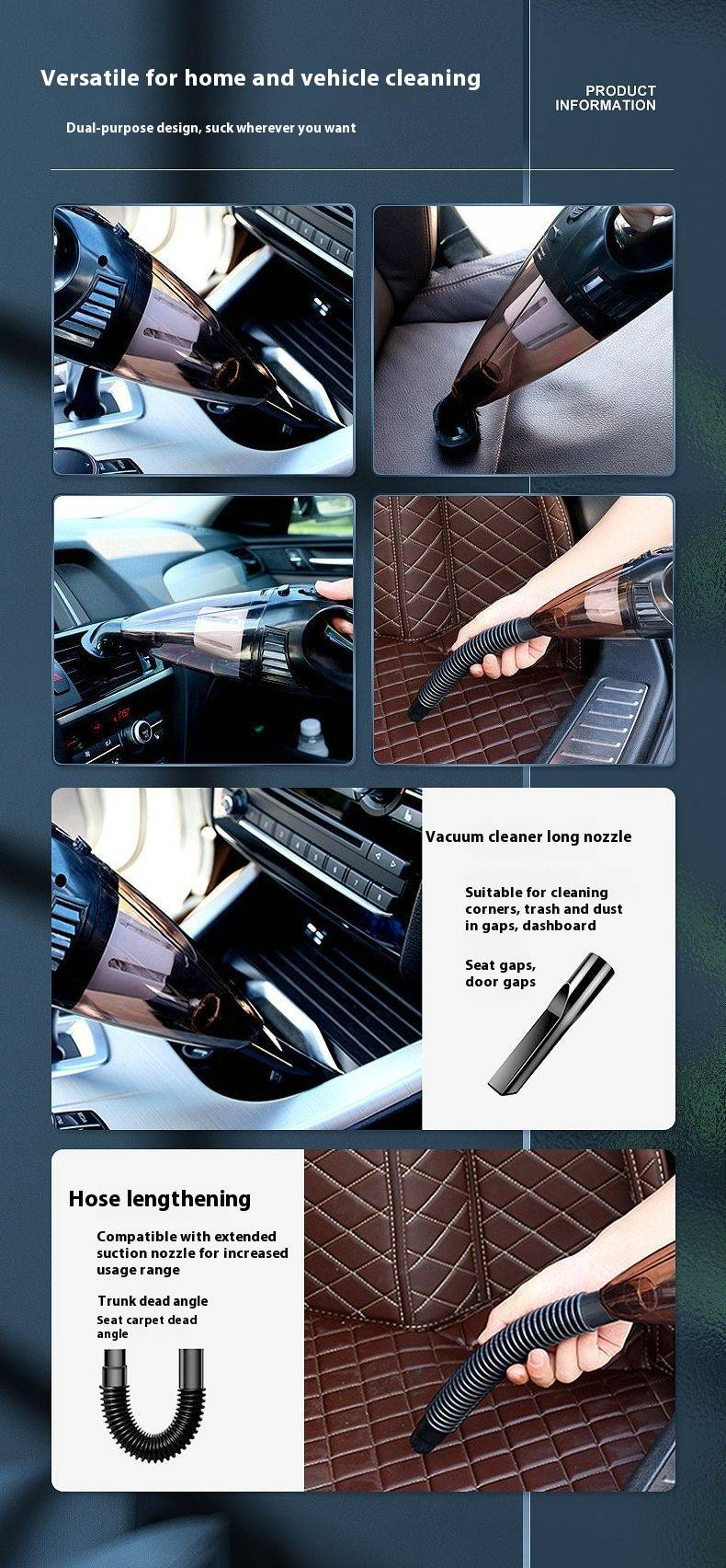 Portable Cordless Car Vacuum Cleaner - 3100Pa Strong Suction, Handheld Mini Vacuum For Auto Interior, USB Rechargeable, Lightweight & Compact_voghion.com