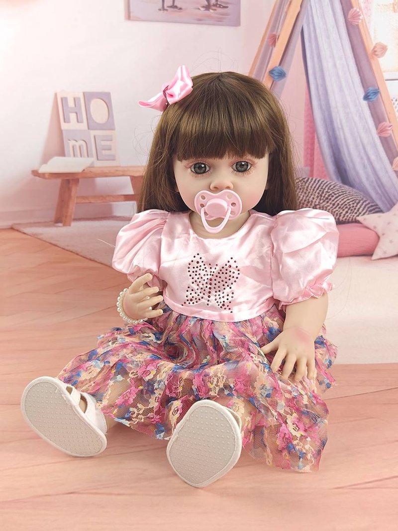 1 bambola di simulazione carina da 22 pollici con grandi occhi, bambole reborn realistiche alla moda, gioco di vestire, acconciatura fai da te, regalo di Capodanno_voghion.com