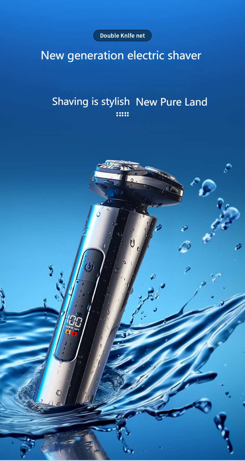 Multi-Function Electric Shaver For Men – 3D Floating Heads, 2H Runtime, Type-C Fast Charge, Waterproof & LED Display (Gunmetal/Gradient Gray/White)_voghion.com