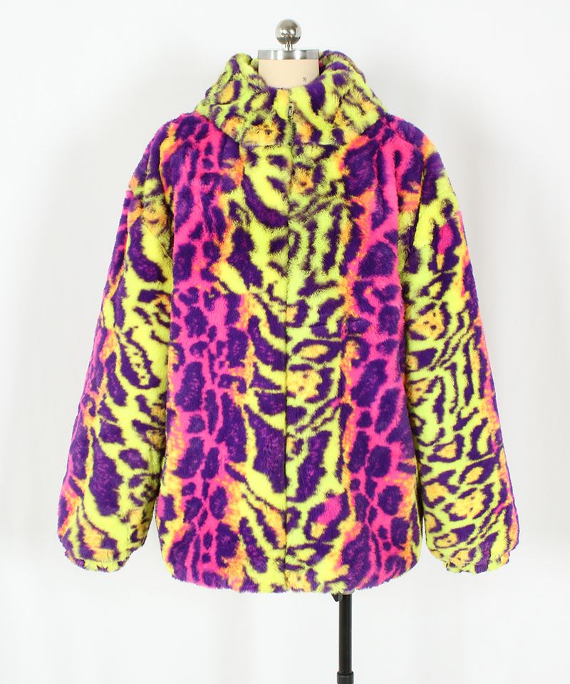 Giacca leopardata colorata in pelliccia sintetica più venduta da uomo nel 2025, giacca leopardata calda e spessa in peluche con colori a contrasto_voghion.com