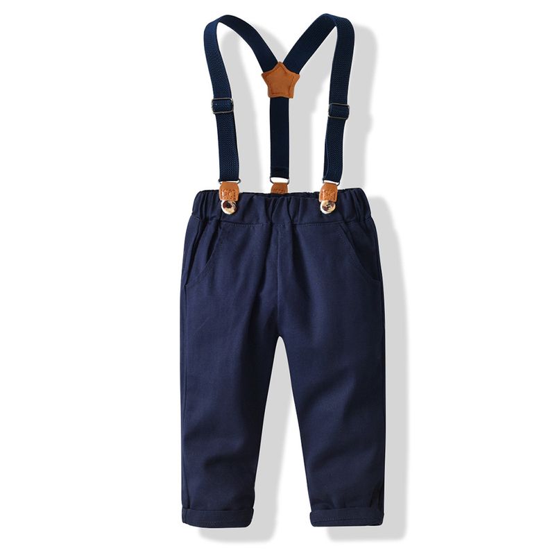 Kinderkleidung Jungenkleidung im britischen Stil karierte Weste, Hemd, Hosenträger, Hose dreiteiliger Anzug modisches Geburtstagskleid für Jungen_voghion.com