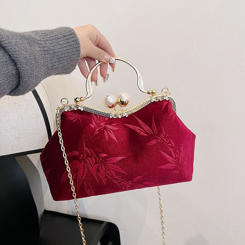 2024 Nuova borsa a mano in velluto da donna, borsa a tracolla, cheongsam, borsa artistica in stile nazionale_voghion.com