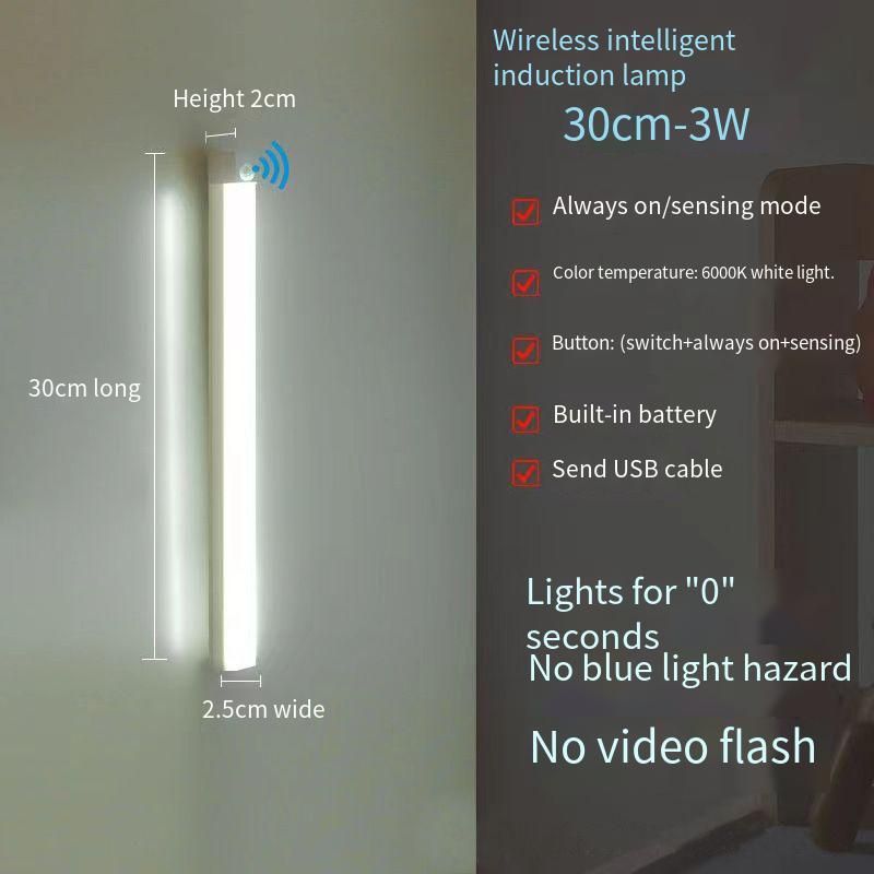 Ultra-Thin Human Body Sensing Smart LED Strip Self-Adhesive Rechargeable Wine Cabinet Wardrobe Atmosphere Light Bedroom_voghion.com