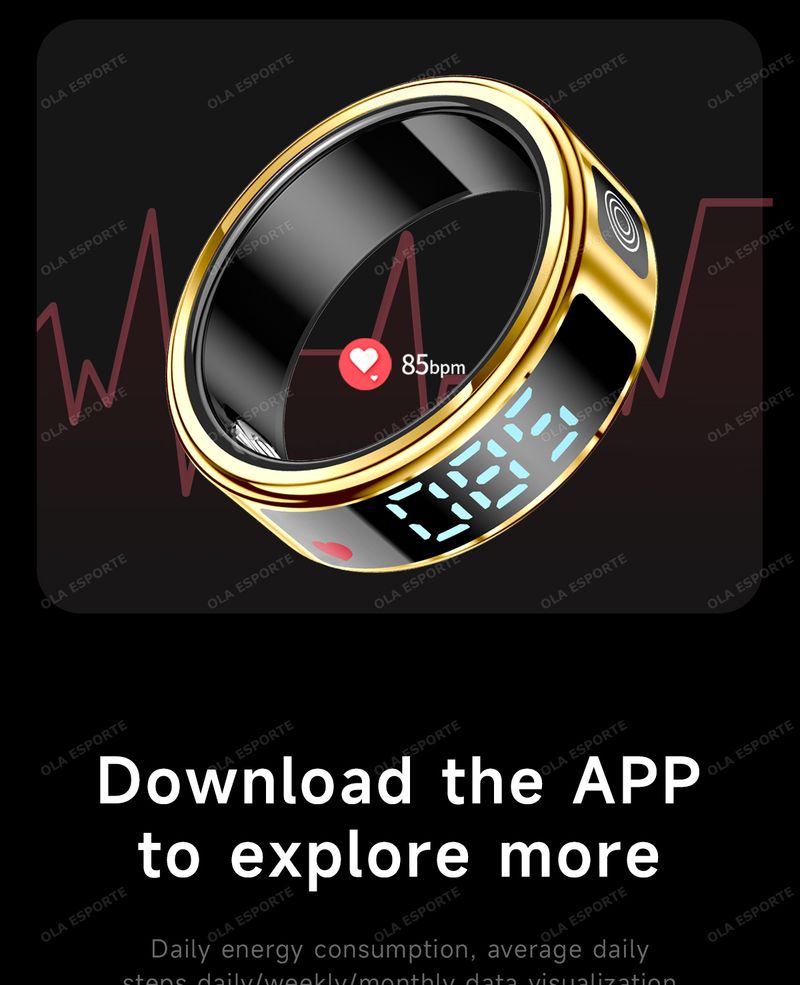 2025 Smart Ring Männer Frauen Display Herz Rate Blut Sauerstoff Monitor Multi-Sport Modus IP68 & 5ATM Wasserdicht Bluetooth Schlaf_voghion.com