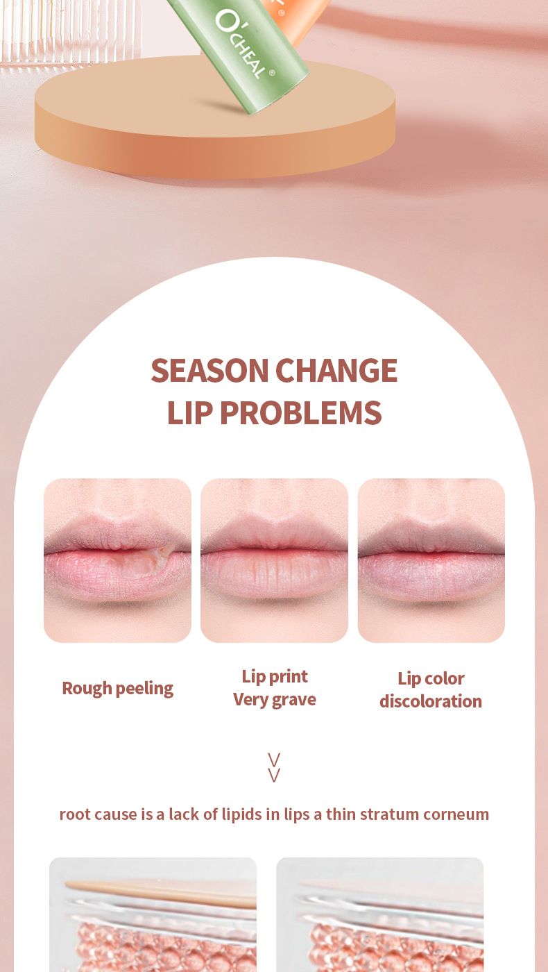 OCHEAL Honey Hydrating Moisturizing Lip Balm 3.5g Strawberry Peach Colorless Moisturizing Base Lip Gloss Fades Lip Patches_voghion.com